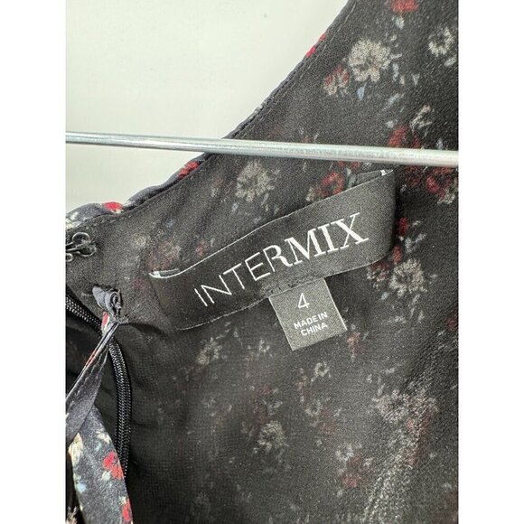 Intermix Silk Floral Necktie Dress Peplum Hem Boho Preppy Summer 4 Fairy Cottage - Picture 7 of 11